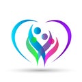 Familiy logo icon in heart love care union concept on white background Royalty Free Stock Photo