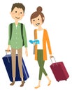 Illustration of a young couple traveling. Royalty Free Stock Photo