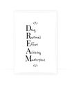 Dream, description, wording design. Dream definition, vector. Scandinavian minimalist poster design. Wall art, artwork.