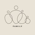 Family abstract linear logo, four people