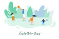 Family Active Outdoor Games Flat Vector Concept