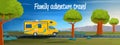 Family adventure travel banner