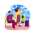 Family at the airport isolated cartoon vector illustration. Royalty Free Stock Photo