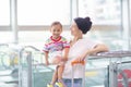 Family in airport. Kids fly. Travel with child Royalty Free Stock Photo