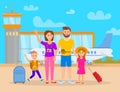 Family in Airport Terminal Vector Illustration