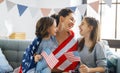 Family with American flag Royalty Free Stock Photo