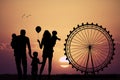 Family in amusement park