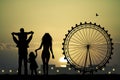 Family in amusement park