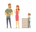 Family argument - cartoon people character isolated illustration