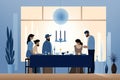 Family arround a table selebrate Hanukkah holiday with jewish traditions