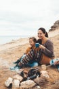 Family in autumn hike Royalty Free Stock Photo