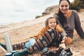 Family in autumn hike Royalty Free Stock Photo