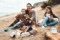 Family in autumn hike