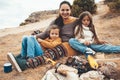 Family in autumn hike