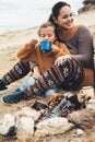 Family in autumn hike Royalty Free Stock Photo