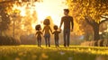 Family Autumn Stroll 3D Illustration Royalty Free Stock Photo