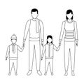 Family avatars cartoon character black and white