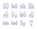 Family avatars line style icon set vector design