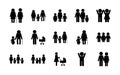 Family avatars silhouette style icon set vector design