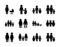 Family avatars silhouette style icon set vector design