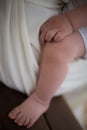 Family Baby Hands. Father and Mother Holding Newborn Kid. Child Hand Closeup into Parents Royalty Free Stock Photo