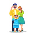 Family With Bad Vision Wearing Eye Glasses Vector Royalty Free Stock Photo