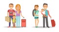 Family with bags and suitcases ready for journey Royalty Free Stock Photo
