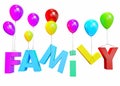 Family on balloons Royalty Free Stock Photo