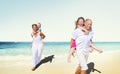 Family Beach Enjoyment Holiday Summer Concept Royalty Free Stock Photo