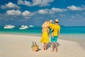 Family with three year old boy on beach Royalty Free Stock Photo