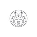 Family bear logo illustration lines circle