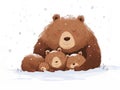 A Family of Bears Waking Up from Their Winter Hibernation AI Generated Royalty Free Stock Photo