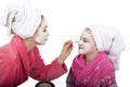 Family beauty treatment in the bathroom. mother Royalty Free Stock Photo