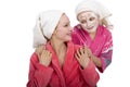 Family beauty treatment in the bathroom. mother Royalty Free Stock Photo