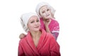 Family beauty treatment in the bathroom. mother Royalty Free Stock Photo