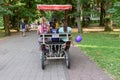 Family bicycle for four people and couples in love. Four wheels bicycle.