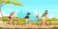 Family Bicycle Ride Cartoon Illustration Royalty Free Stock Photo