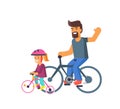 Family Bike Ride with Dad and Little Daughter