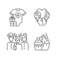 Family birthday celebration linear icons set