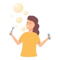 Family blowing bubbles icon cartoon vector. Game fun Royalty Free Stock Photo