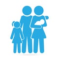 Family blue icon flat style illustration