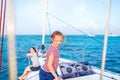 Family on board of sailing yacht Royalty Free Stock Photo