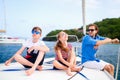 Family on board of sailing yacht Royalty Free Stock Photo