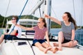 Family on board of sailing yacht Royalty Free Stock Photo