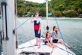 Family on board of sailing yacht Royalty Free Stock Photo