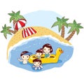 family boating in beach. Vector illustration decorative design