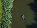 family boating on the river top view Royalty Free Stock Photo