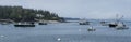 Harbor in Maine with commercial fishing boats moored Royalty Free Stock Photo