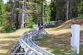 Family on the bobsled Royalty Free Stock Photo
