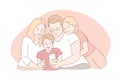 Family bonding, happy childhood, parenthood concept